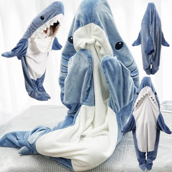 Shark Blanket Hoodie Onesie for Adult & Kid, Wearable Shark Sleeping Bag - Image 5