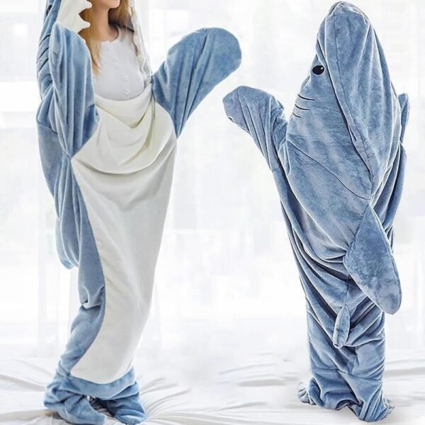 Shark Blanket Hoodie Onesie for Adult & Kid, Wearable Shark Sleeping Bag - Image 3