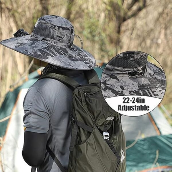 Outdoor Wide Brim Sun Hat with 2 Solar Fan - Image 4